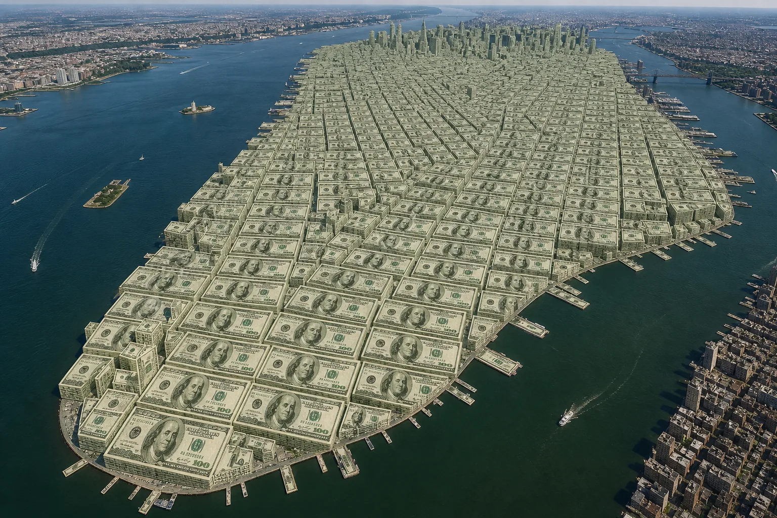 Manhattan covered in $100 bills